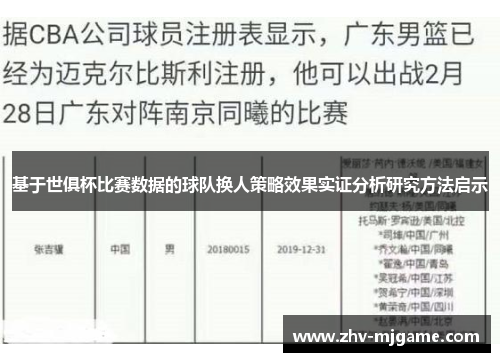 基于世俱杯比赛数据的球队换人策略效果实证分析研究方法启示